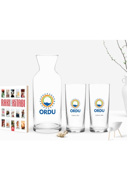 Kişiye Özel Renkli Baskılı Ordu Tasarımlı Turistik Ikili Rakı Bardağı Karaf ve Cep Kitabı Hediye Seti-1