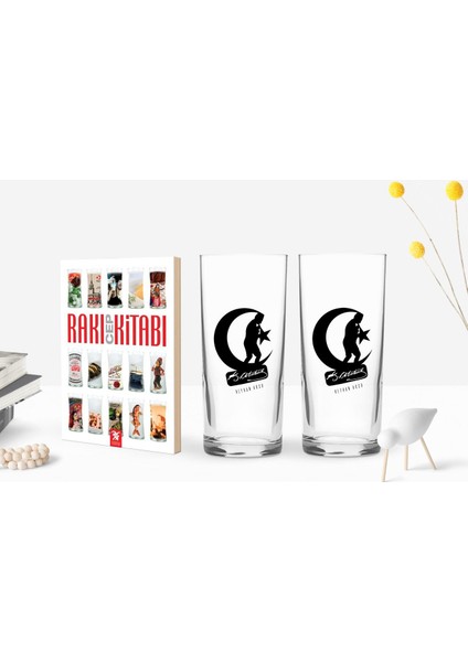 Kişiye Özel Renkli Baskılı Atatürk Temalı Ikili Rakı Bardağı ve Rakı Cep Kitabı Hediye Seti-32