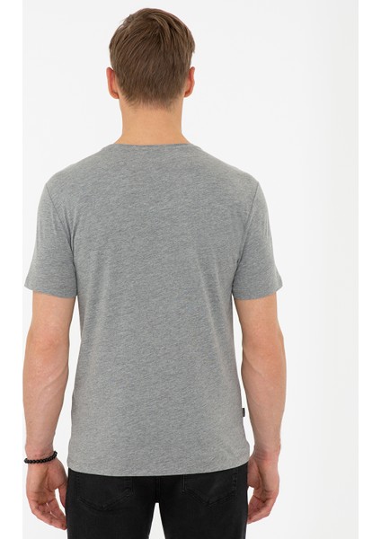 Erkek Gri Melanj Slim Fit Tişört 50241541-VR086