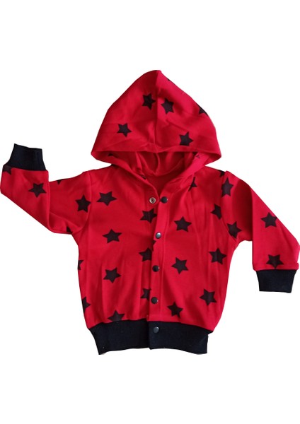Yıldız Baskılı Kapüşonlu Ceketli Erkek Bebek 3 Parça TAKIM-KIRMIZI-213428 modelleri