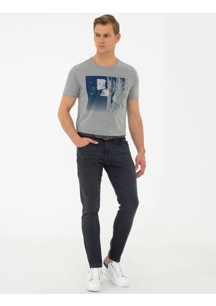 Erkek Gri Melanj Slim Fit Bisiklet Yaka Tişört 50241511-VR086 fırsatları