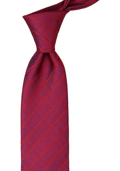Kırmızı Çizgi Desen Mendilli Klasik Kravat KK9936