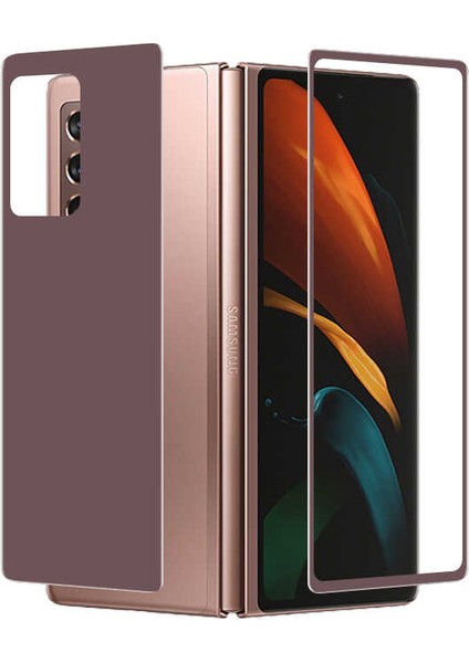 Samsung Galaxy Z Fold 2 - Ekran Koruyucu Ön Arka 5d Full Yapışkanlı Temperli Ekran Koruyucu - Gold