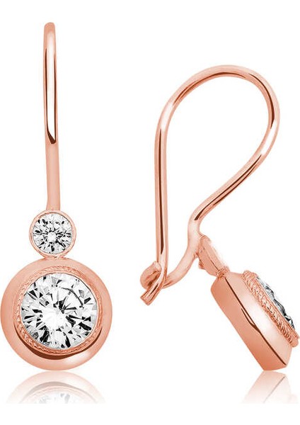 Gümüş Rose Sallantılı Tek Taş Küpe