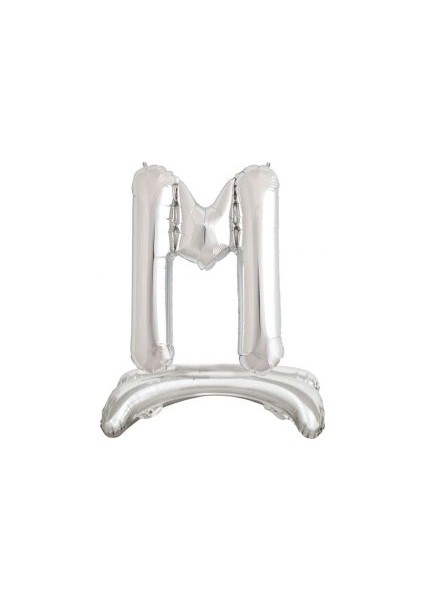 Ayakta Durabilen Gümüş M Harf Folyo Balon