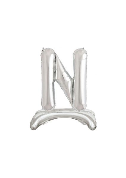 Ayakta Durabilen Gümüş N Harf Folyo Balon