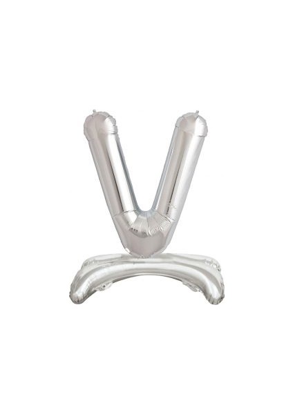 Ayakta Durabilen Gümüş V Harf Folyo Balon