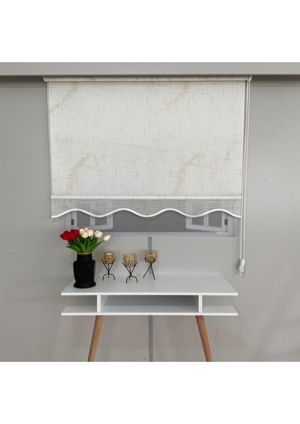 Volper Vp 1305 Çift Mekanizmalı Renkli Degrade Tül ve Stor Perde Beyaz Bej 130X260 fiyatları