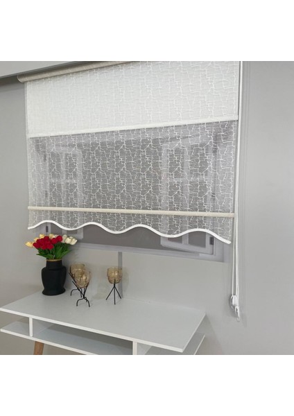 Volper Vp 1870 Çift Mekanizmalı Taşlı Desen Tül ve Stor Perde 160X200