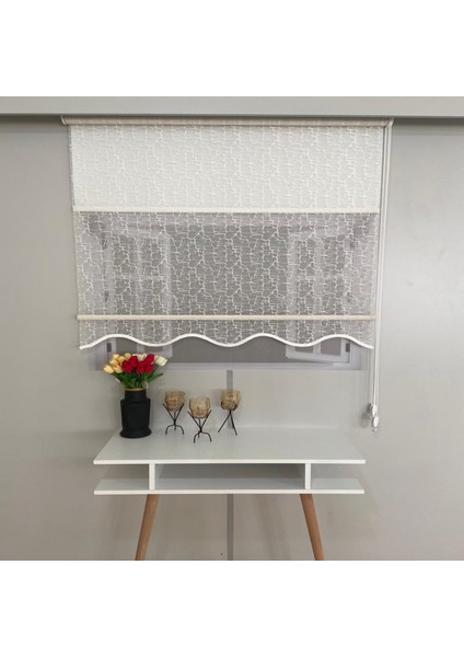 Volper Vp 1870 Çift Mekanizmalı Taşlı Desen Tül ve Stor Perde 160X200