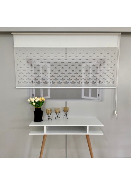Volper VP1001 Çift Mekanizmalı Lazer Kesim Tül ve Stor Perde Beyaz 90X200