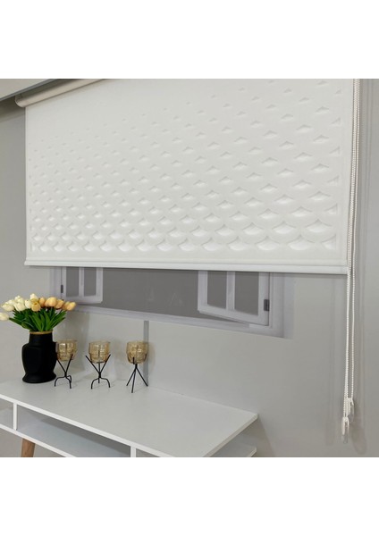 Volper VP1001 Çift Mekanizmalı Lazer Kesim Tül ve Stor Perde Beyaz 90X200 fiyatları