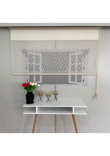 Volper VP1005 Çift Mekanizmalı Lazer Kesim Tül ve Stor Perde Krem 200X260 fiyatları