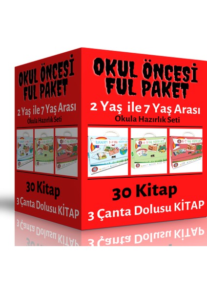 Enine Boyuna Eğitim Okul Öncesi Full Paket ( 3 Çanta Dolusu 30 Kitap)