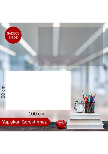 Akıllı Kağıt - 60x100 Cm 1 Şeffaf+1 Beyaz, Not Belge Fotoğraf Tutucu Özellikli Statik Sihirli Pano
