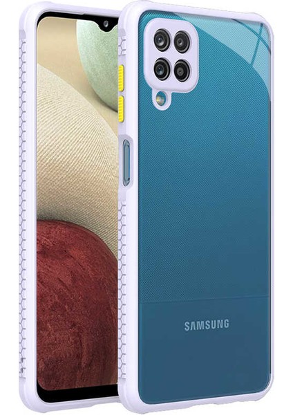 - Samsung Galaxy M12 - Kılıf ​​Arkası Şeffaf Sert Kaff Kapak - Mor - T17020