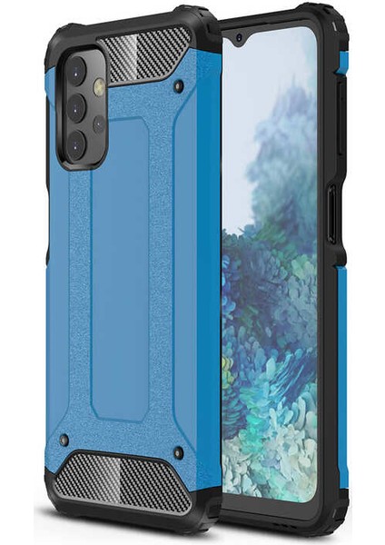 - Samsung Galaxy A32 4G - Kılıf Çift Katman Zırh Tank Crash Military Kapak - Mavi - T17037