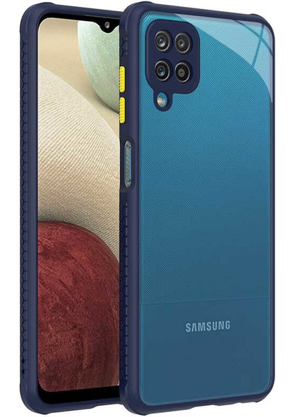 - Samsung Galaxy M12 - Kılıf ​​Arkası Şeffaf Sert Kaff Kapak - Lacivert - T17020
