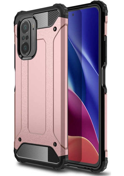- Xiaomi Poco F3 - Kılıf Çift Katman Zırh Tank Crash Military Kapak - Rose Gold - T17034