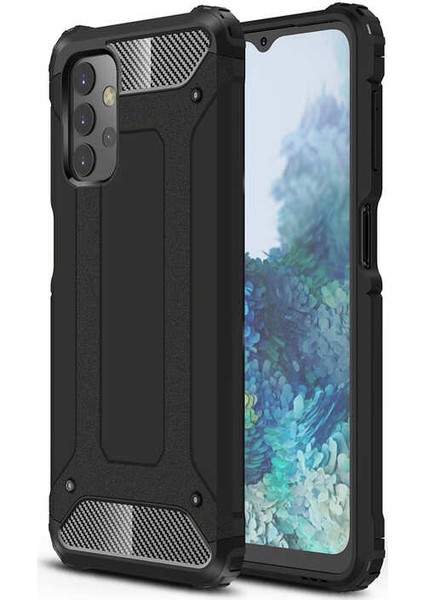 - Samsung Galaxy A32 4G - Kılıf Çift Katman Zırh Tank Crash Military Kapak - Siyah - T17037