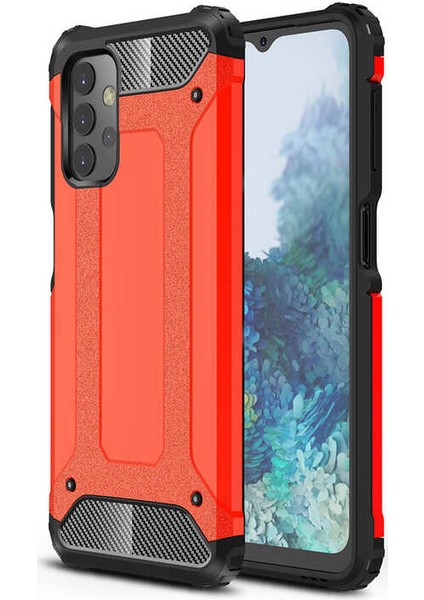 - Samsung Galaxy A32 4G - Kılıf Çift Katman Zırh Tank Crash Military Kapak - Kırmızı - T17037