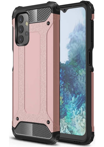 - Samsung Galaxy A32 4G - Kılıf Çift Katman Zırh Tank Crash Military Kapak - Rose Gold - T17037