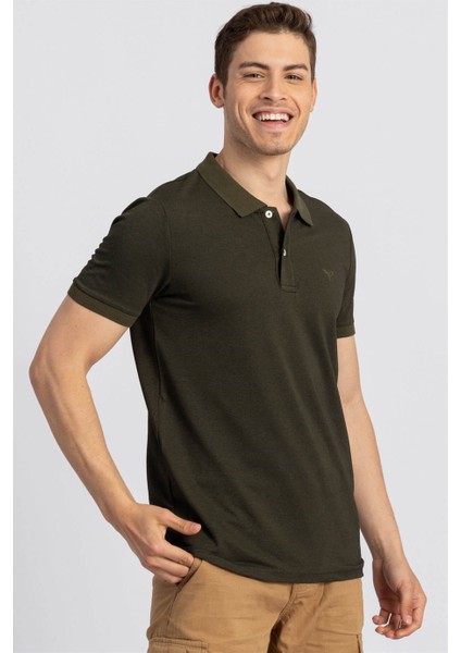 Slim Fit Dar Kesim Polo Yaka Haki Erkek T-Shirt fiyatları