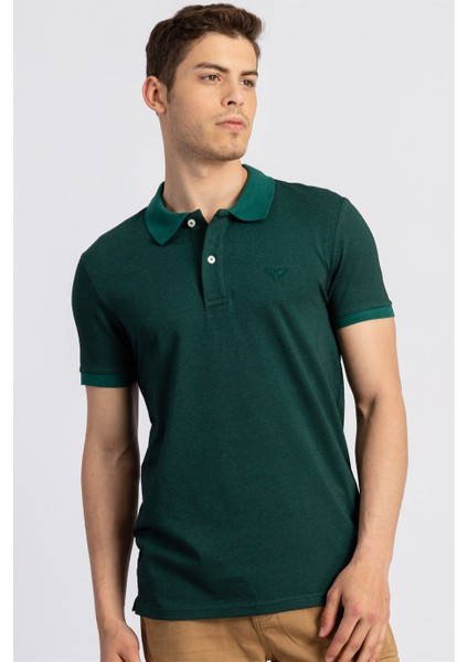 Slim Fit Dar Kesim Polo Yaka Yeşil Erkek T-Shirt fiyatları