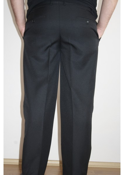 Erkek Klasik Kesim Pileli Siyah Kumaş Pantolon fiyatları