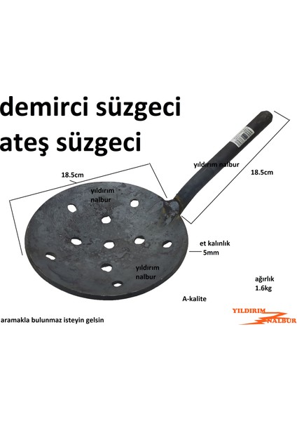 Çelik Ateş Temizleme Süzgeci 18 cm
