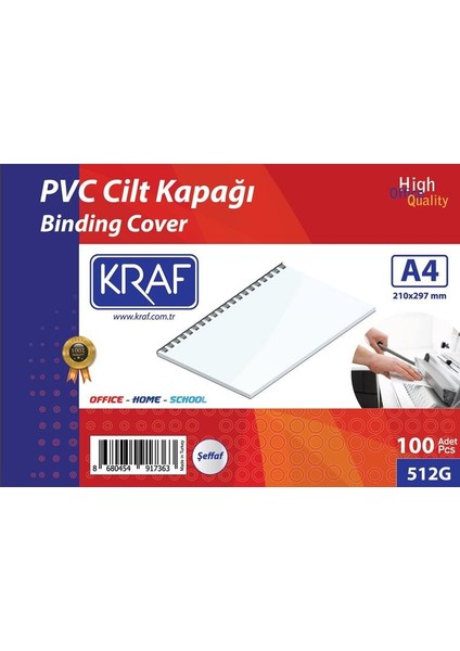 Cilt Kapağı A4 160 Mic. 100'LÜ Şeffaf 512 gr