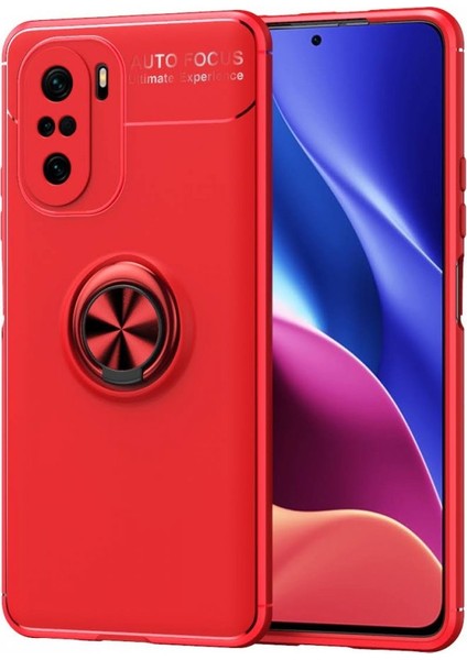 Xiaomi Redmi K40 Kılıf Yüzüklü Silikon Range - Kırmızı