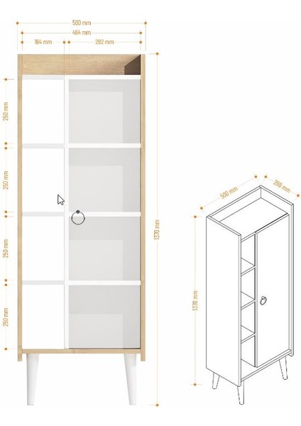 Ruby Çok Amaçlı Dolap Antrasit Ceviz