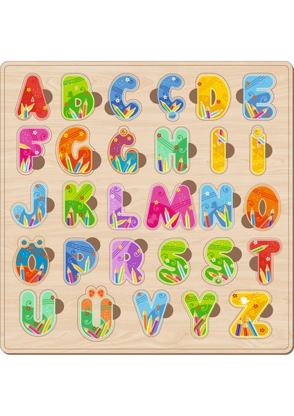 29 Parça Ahşap Puzzle Alfabe Bul Tak Çocuk Oyuncak