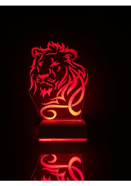 Aslan 3D 16 Renk Gece Lambası