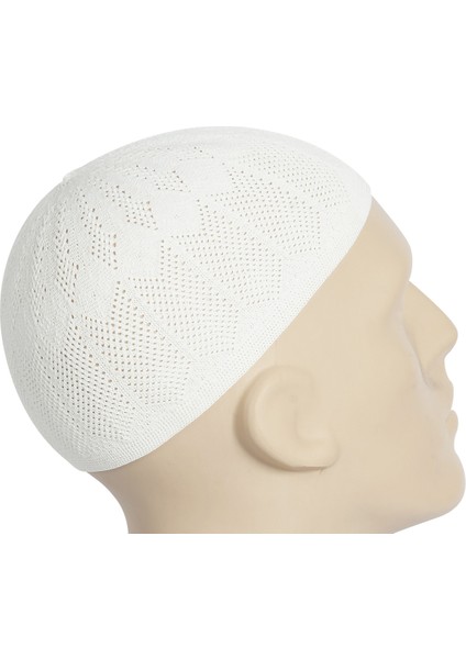 Safir Ince Örme Dantel Namaz Takkesi Beyaz 1 Adet