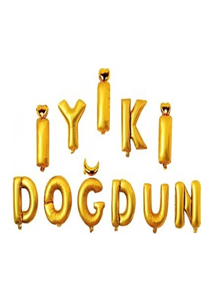 Parti Altın Renk Iyiki Doğdun Yazılı Doğum Günü Folyo Balonu 35CM