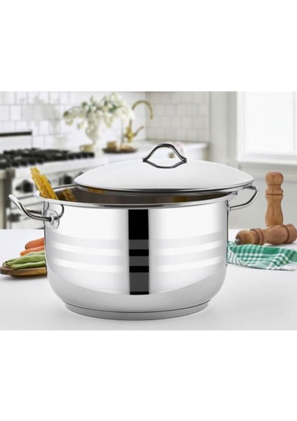 Jumbo Boy 304 Paslanmaz Büyük Derin Tencere 32 cm Aşure Tenceresi 16 Litre