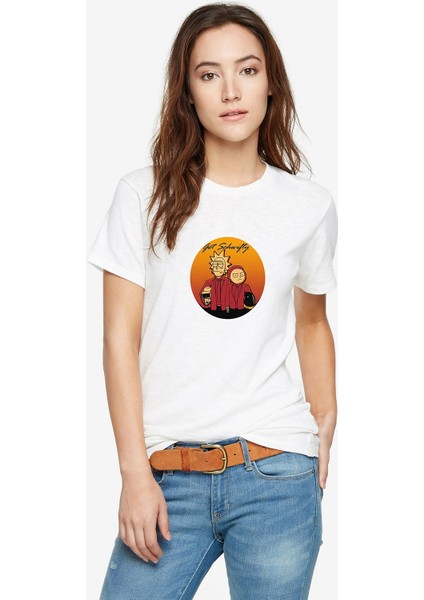 Rick And Mortis Baskılı Beyaz Kadın Tshirt
