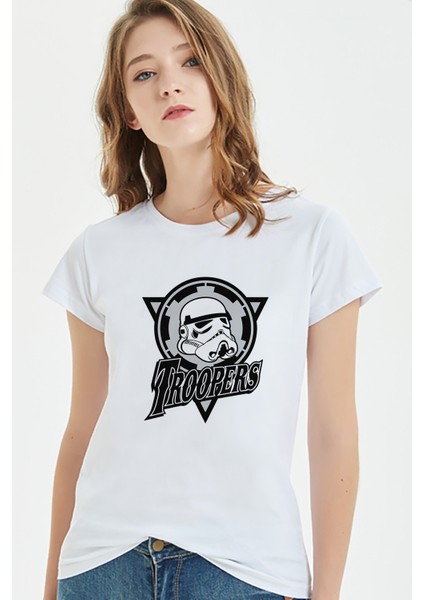 Storm Trooper Baskılı Beyaz Kadın Tshirt