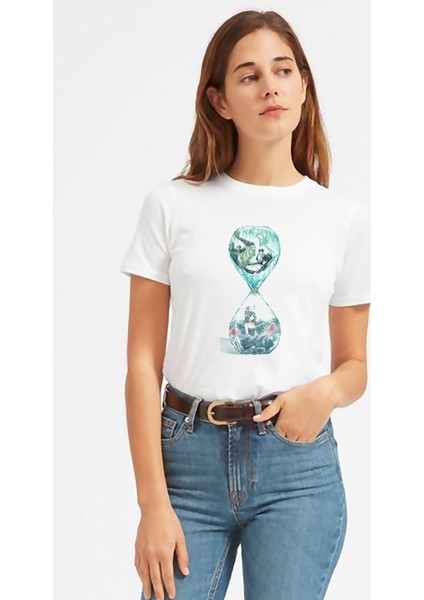 Anime Fairy Tail Glass Guild Emblem Baskılı Beyaz Kadın Tshirt