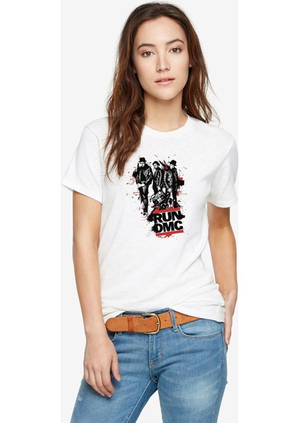 Run Dmc Baskılı Beyaz Kadın Tshirt