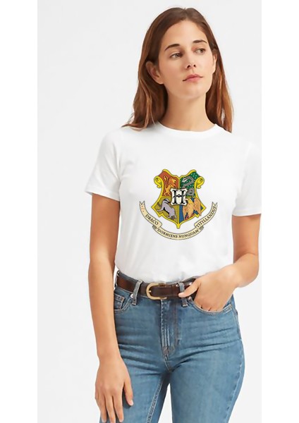 Hp Logo Baskılı Beyaz Kadın Tshirt