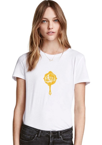Pubg Tava 3 Lvl Kask Baskılı Beyaz Kadın Tshirt