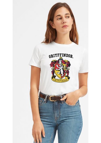 Grıyffındor Baskılı Beyaz Kadın Tshirt