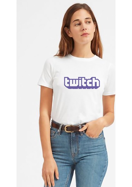 Twicht Sade Yazı Baskılı Beyaz Kadın Tshirt