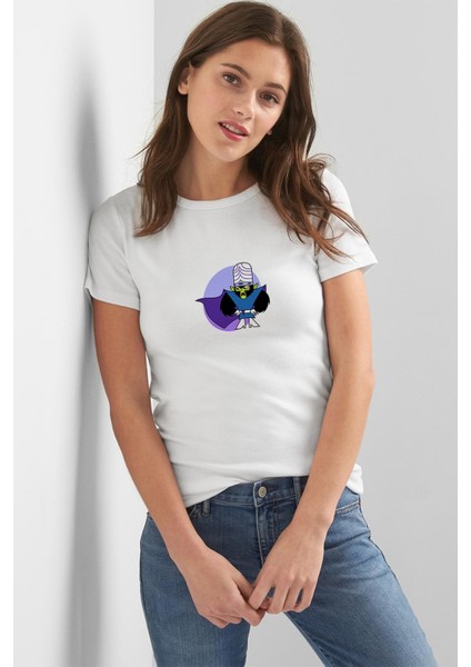 Powerpuff Girls Mojo Jojo 2 Kadın Beyaz Tshirt