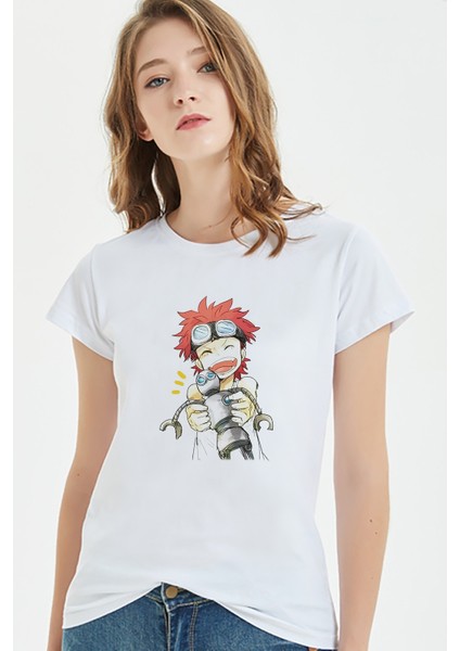 Anime One Piece Baskılı Beyaz Kadın Tshirt