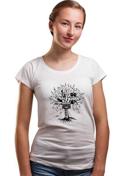 Silhouette Melody Tree Kadın Beyaz Tshirt
