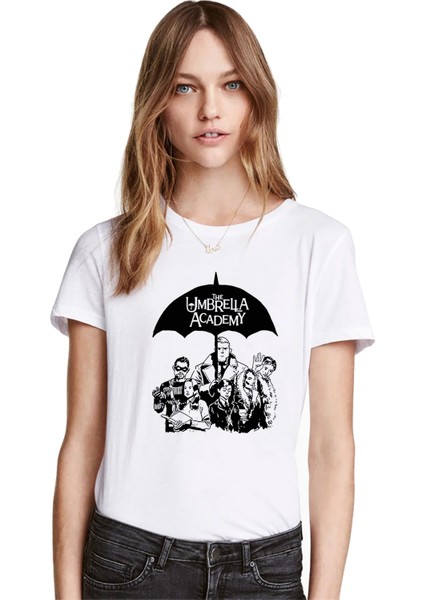The Umbrella Academy Umbrella Coffee Kadın Beyaz Tshirt